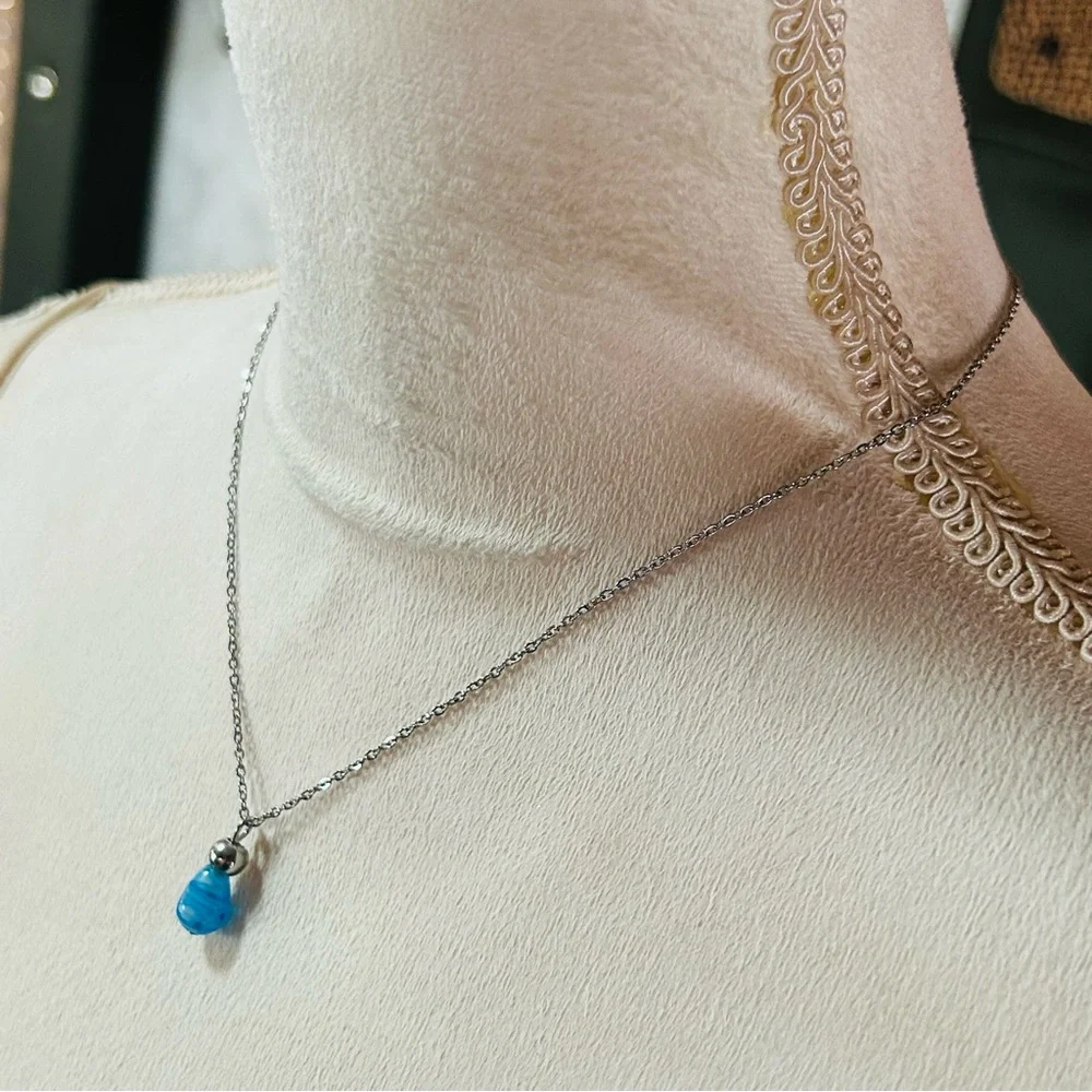 Handcrafted salvaged vintage millefiori glass pendant on chain necklace